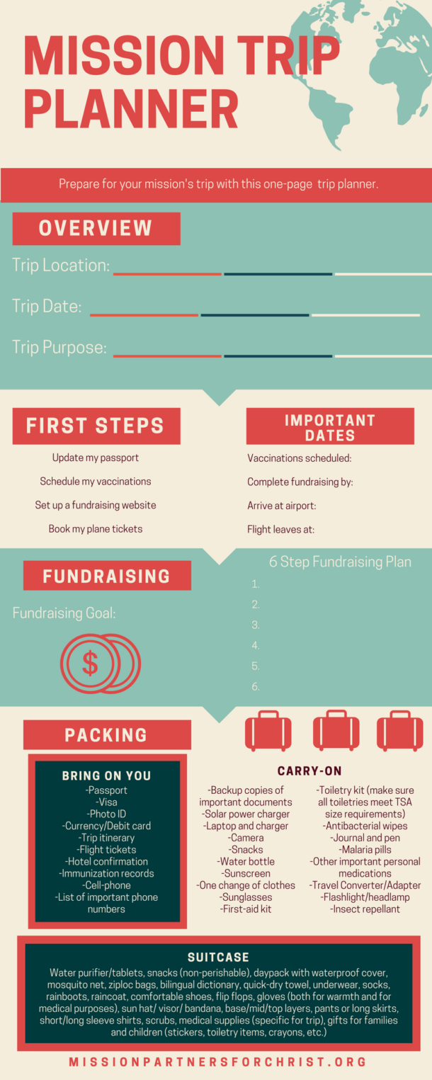 mission trip planning checklist